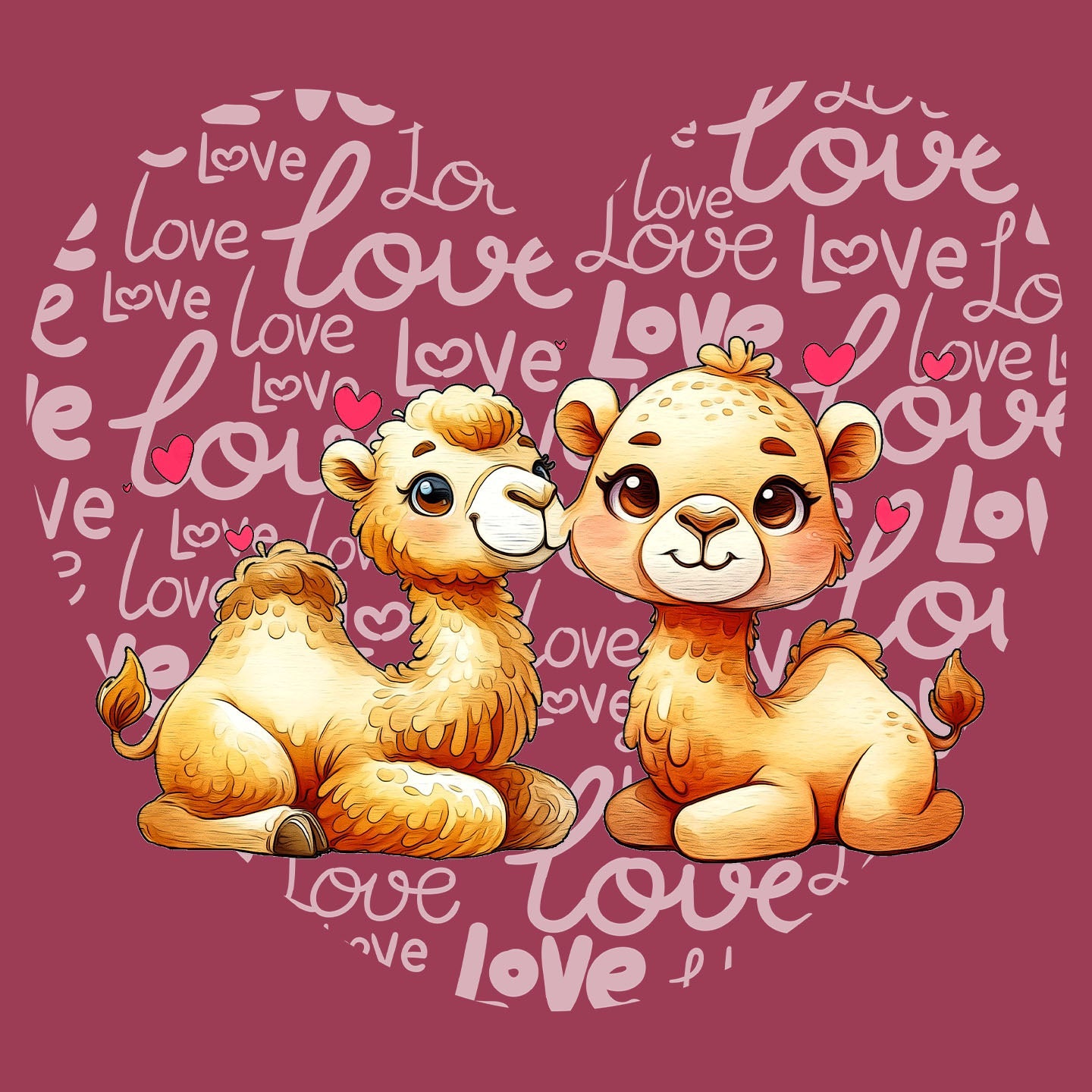 Camel Love Heart - Adult Unisex T-Shirt