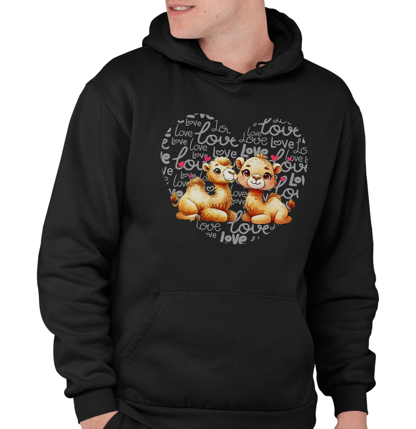 Camel Love Heart - Adult Unisex Hoodie Sweatshirt