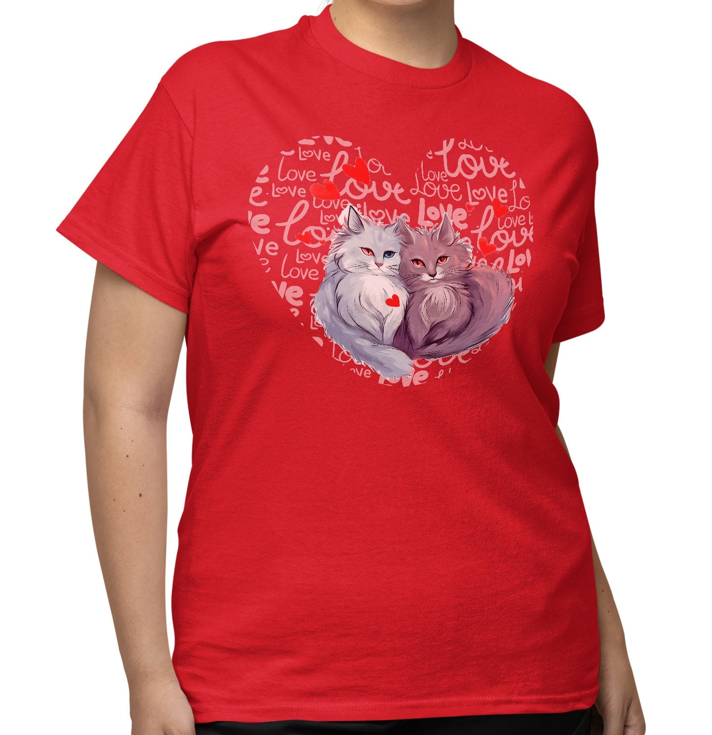 Cat Love Heart - Adult Unisex T-Shirt