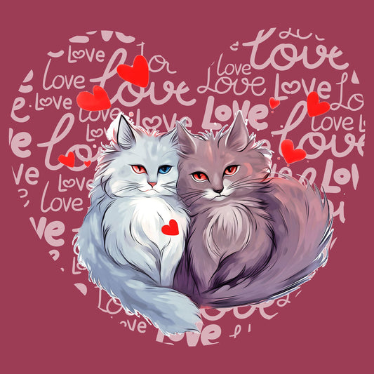 Cat Love Heart - Adult Unisex T-Shirt