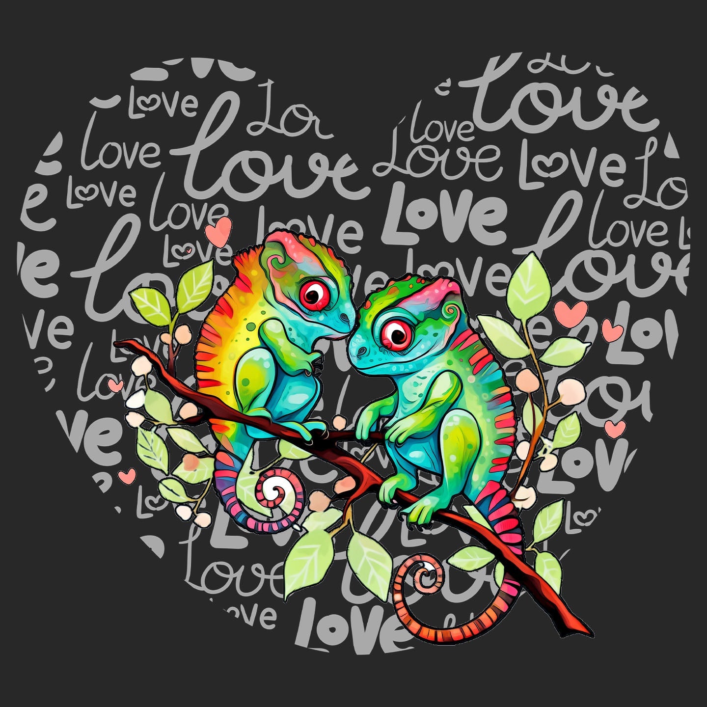 Chameleon Love Heart - Kids' Unisex Hoodie Sweatshirt