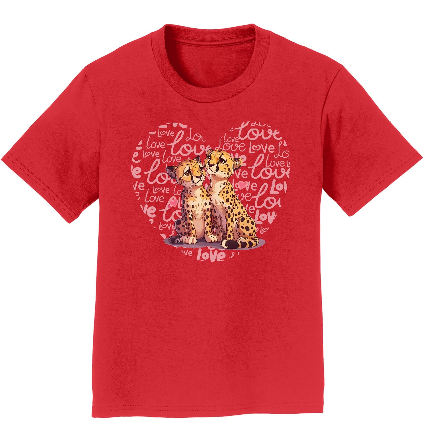 Cheetah Love Heart - Kids' Unisex T-Shirt