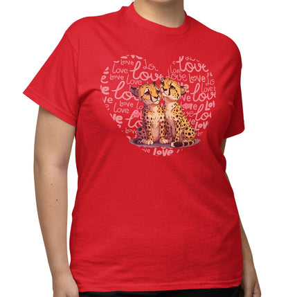 Cheetah Love Heart - Adult Unisex T-Shirt