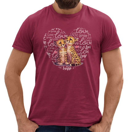 Cheetah Love Heart - Adult Unisex T-Shirt