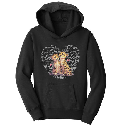 Cheetah Love Heart - Kids' Unisex Hoodie Sweatshirt