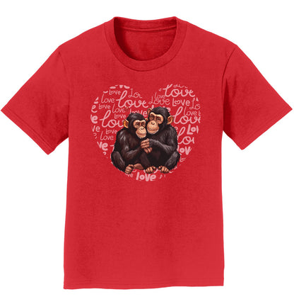 Chimpanzee Love Heart - Kids' Unisex T-Shirt