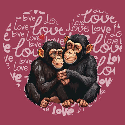 Chimpanzee Love Heart - Adult Unisex T-Shirt