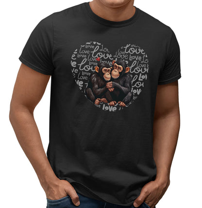 Chimpanzee Love Heart - Adult Unisex T-Shirt