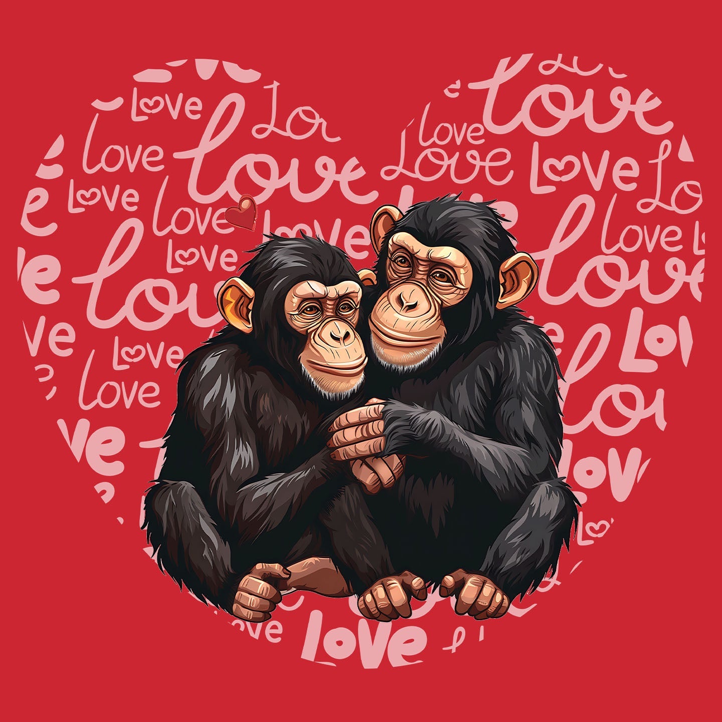 Chimpanzee Love Heart - Kids' Unisex T-Shirt