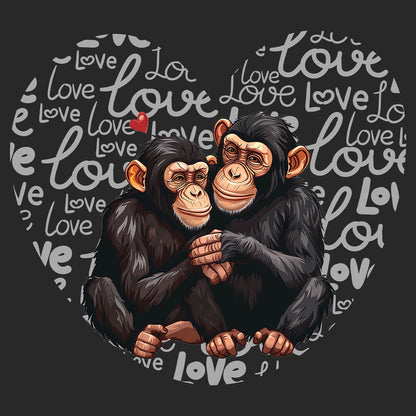Chimpanzee Love Heart - Adult Unisex Hoodie Sweatshirt