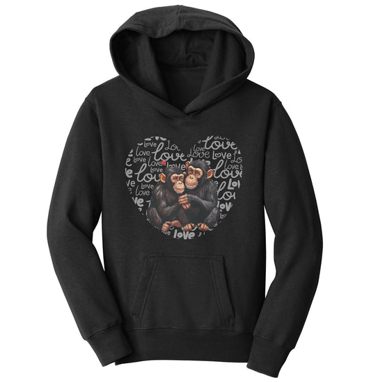 Chimpanzee Love Heart - Kids' Unisex Hoodie Sweatshirt