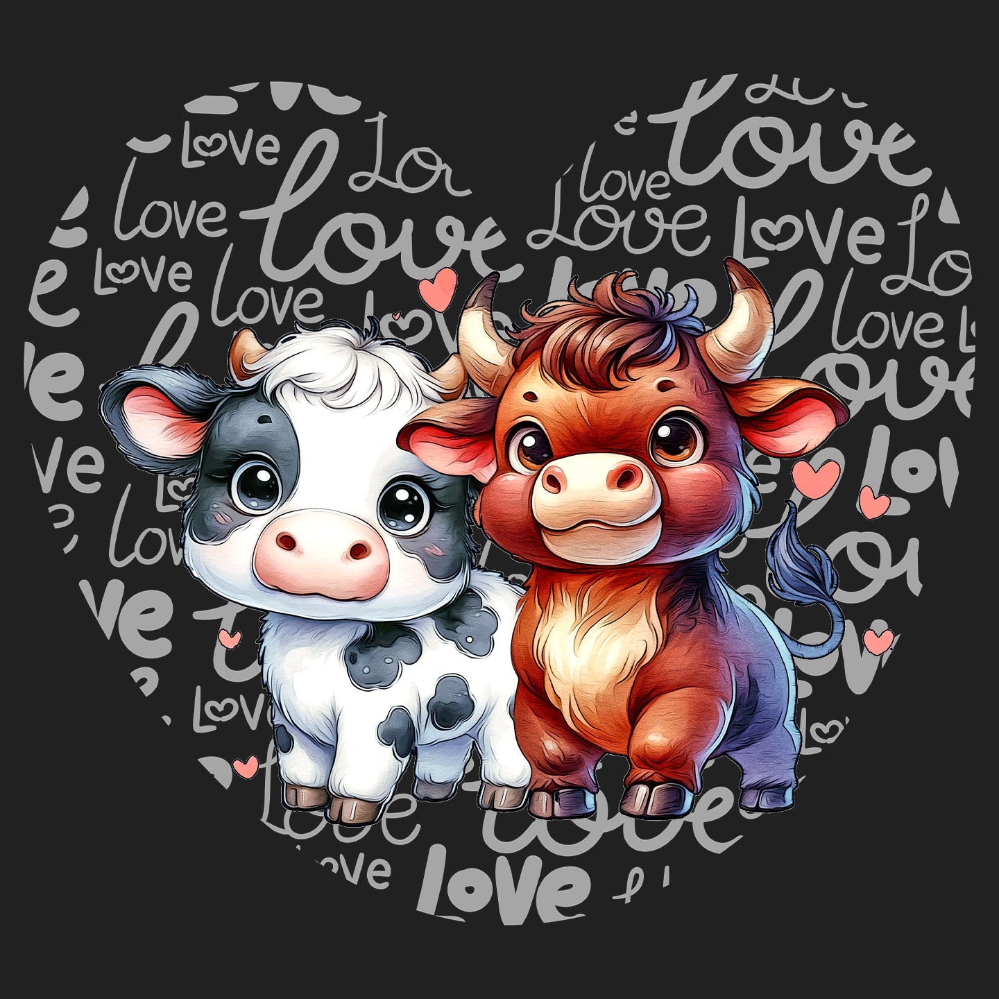 Cow Love Heart - Women's V-Neck T-Shirt