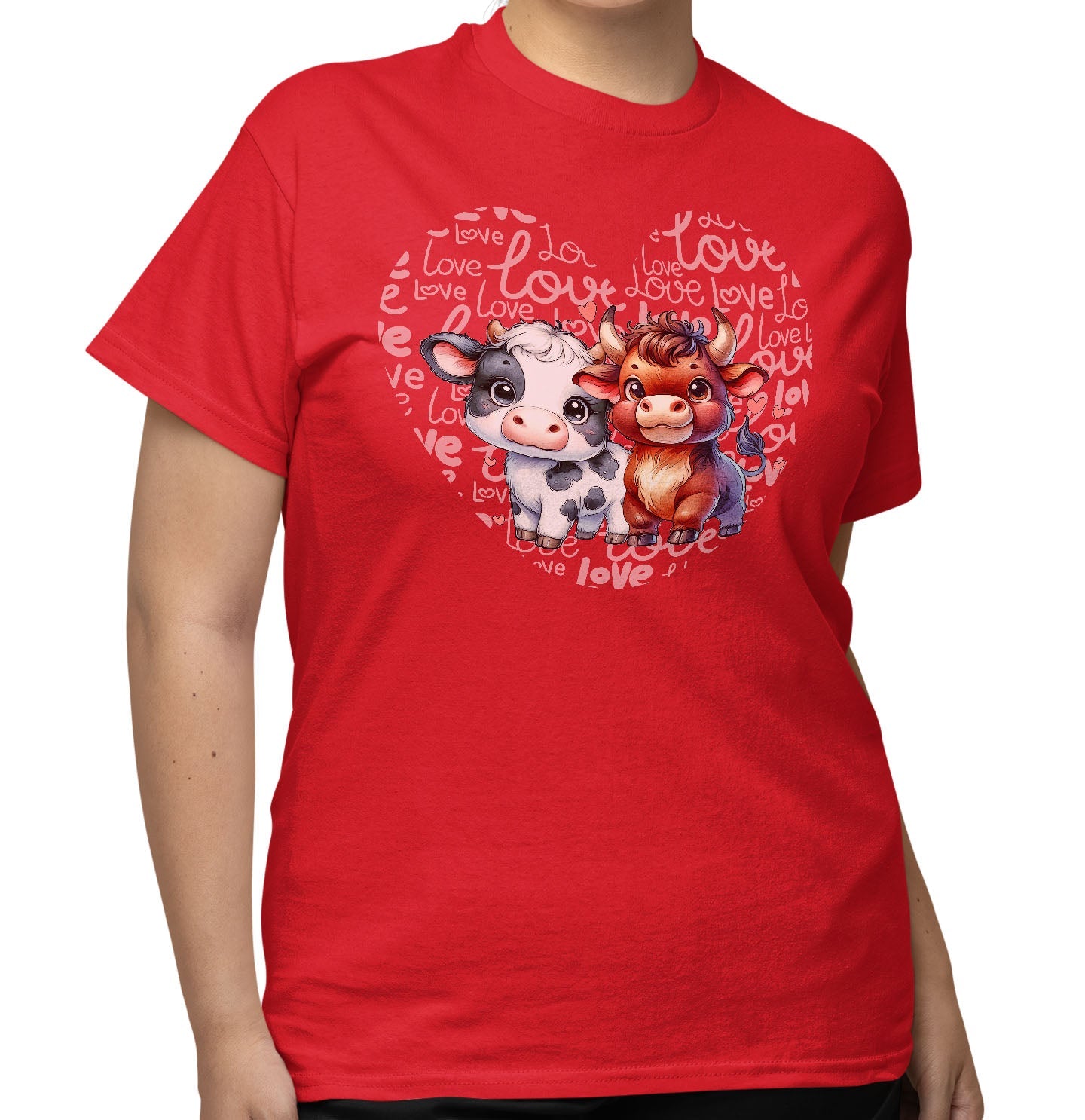 Cow Love Heart - Adult Unisex T-Shirt