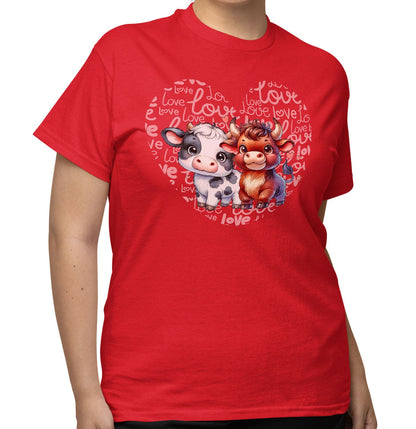 Cow Love Heart - Adult Unisex T-Shirt