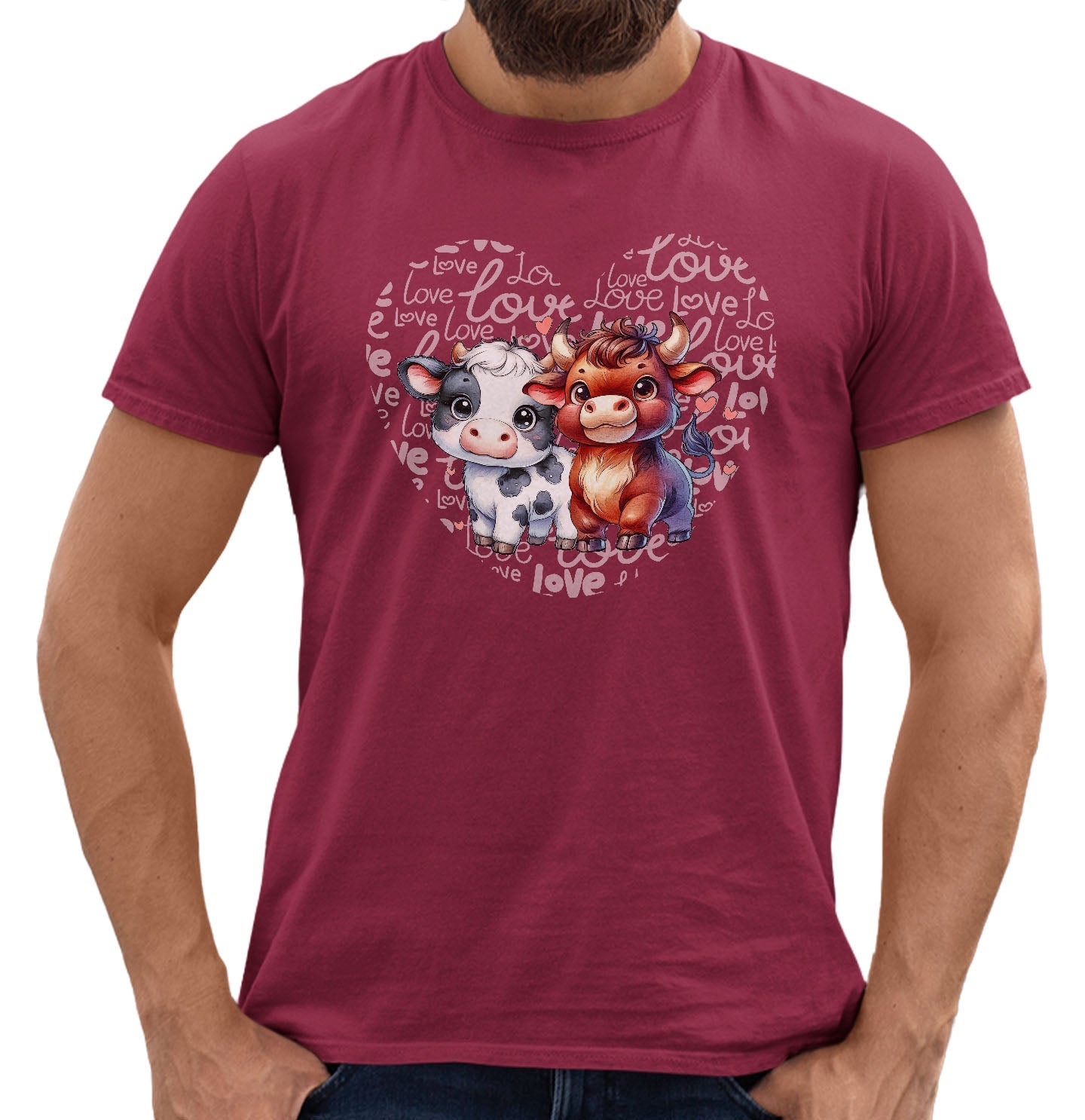 Cow Love Heart - Adult Unisex T-Shirt