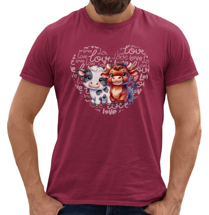 Cow Love Heart - Adult Unisex T-Shirt