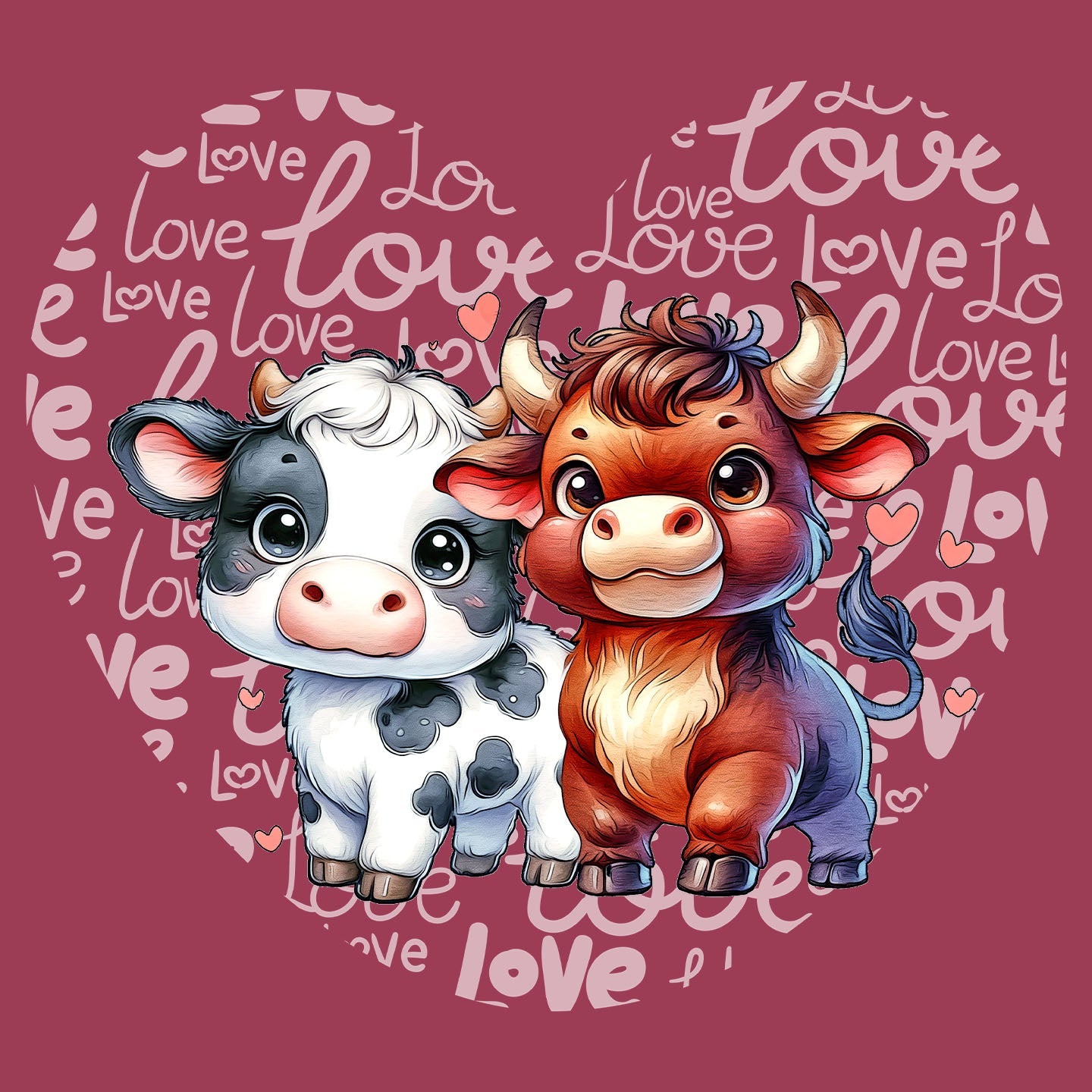 Cow Love Heart - Adult Unisex T-Shirt