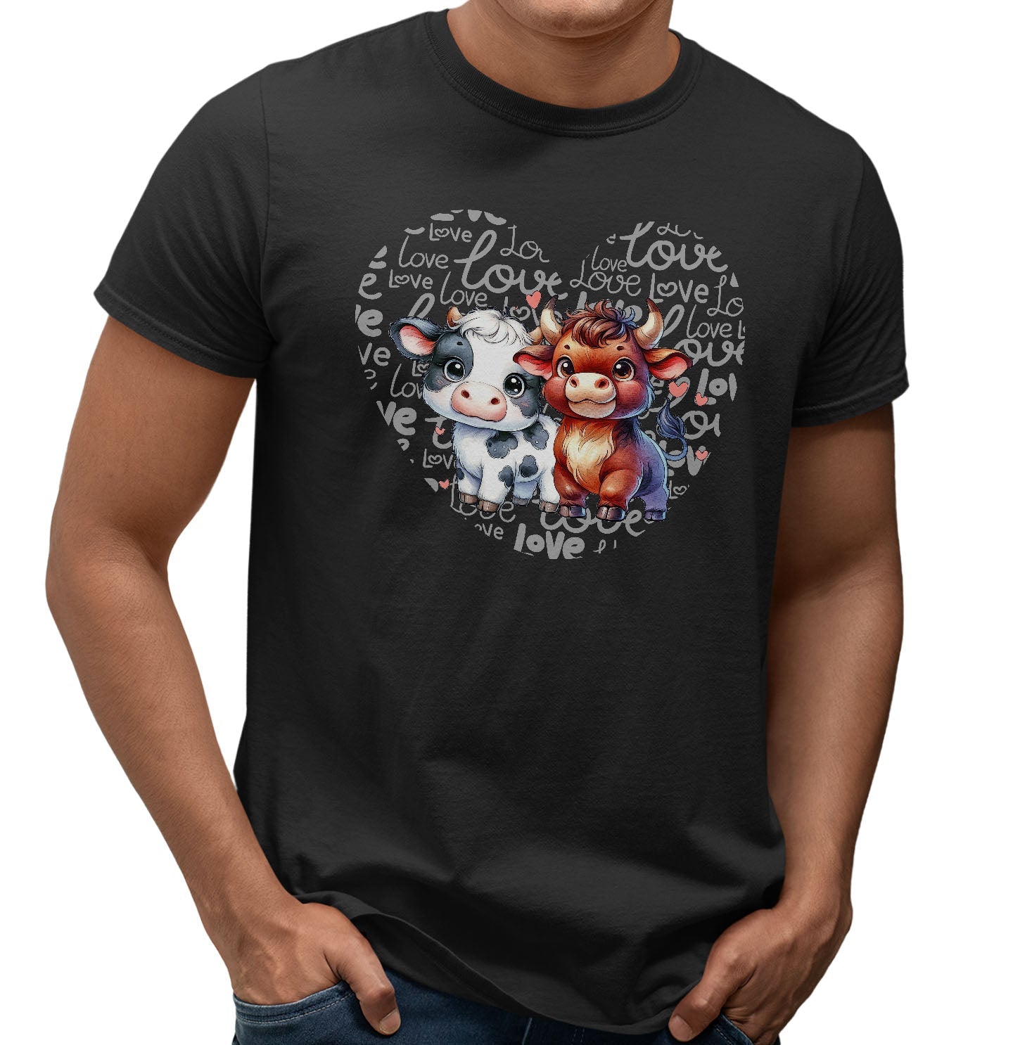Cow Love Heart - Adult Unisex T-Shirt
