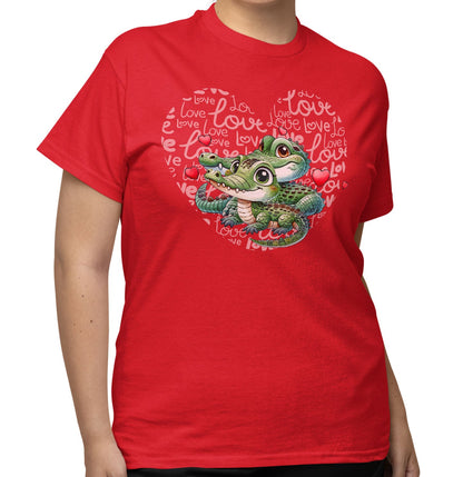 Crocodile Love Heart - Adult Unisex T-Shirt