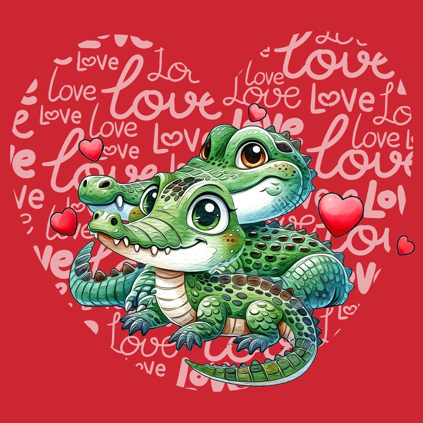 Crocodile Love Heart - Kids' Unisex T-Shirt