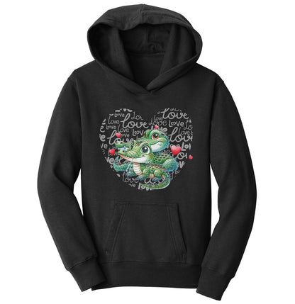Crocodile Love Heart - Kids' Unisex Hoodie Sweatshirt