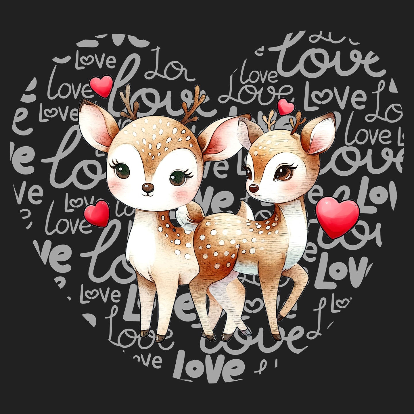 Deer Love Heart - Women's V-Neck T-Shirt