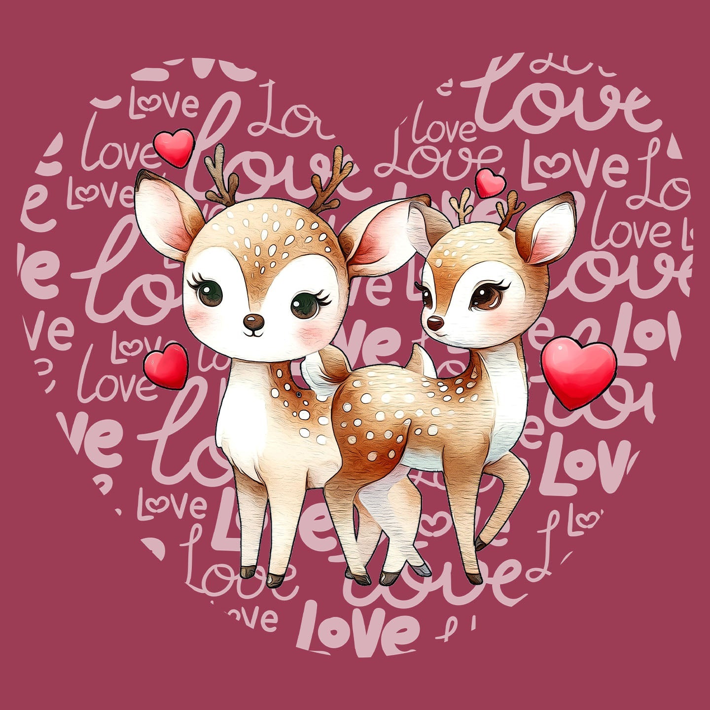 Deer Love Heart - Adult Unisex T-Shirt