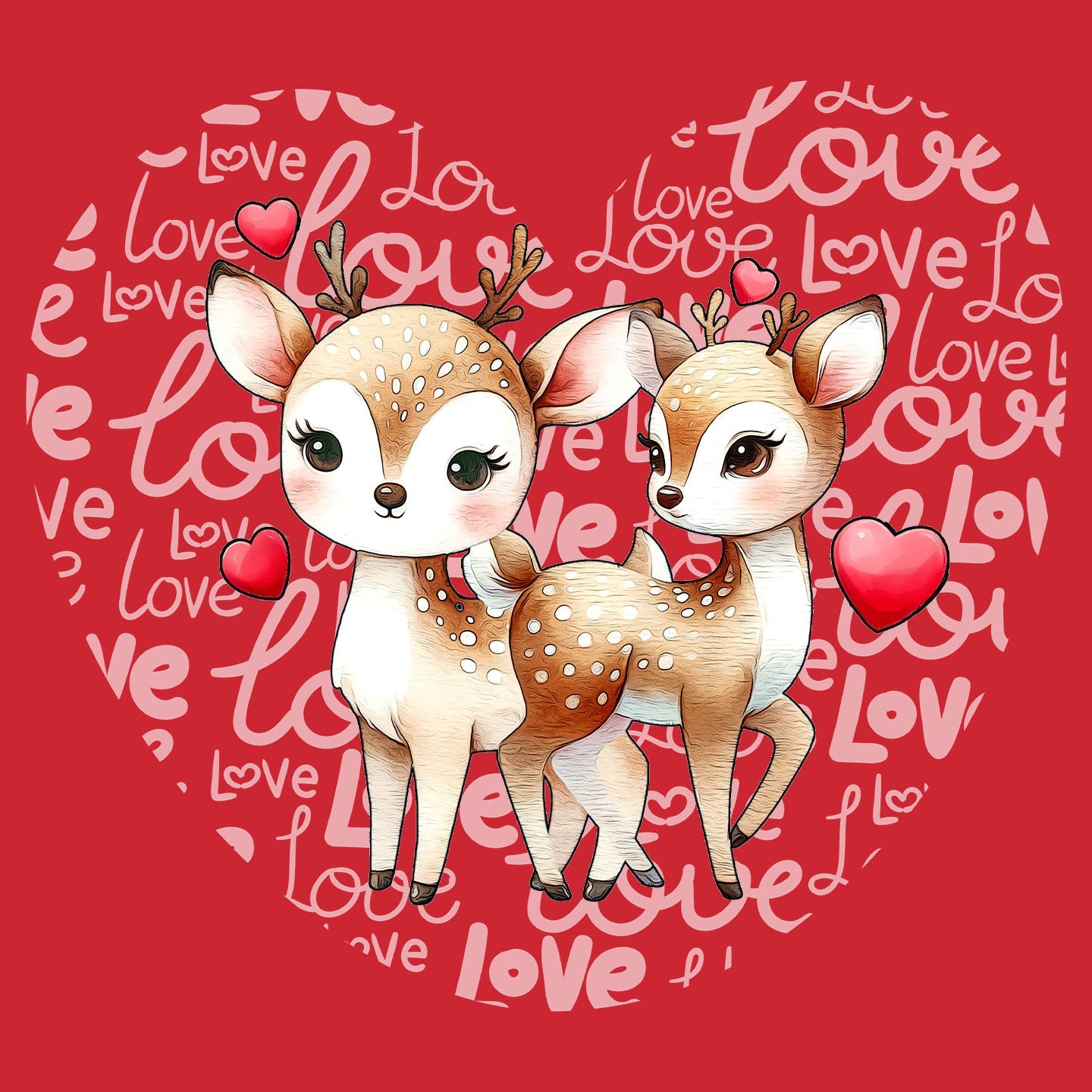Deer Love Heart - Kids' Unisex T-Shirt