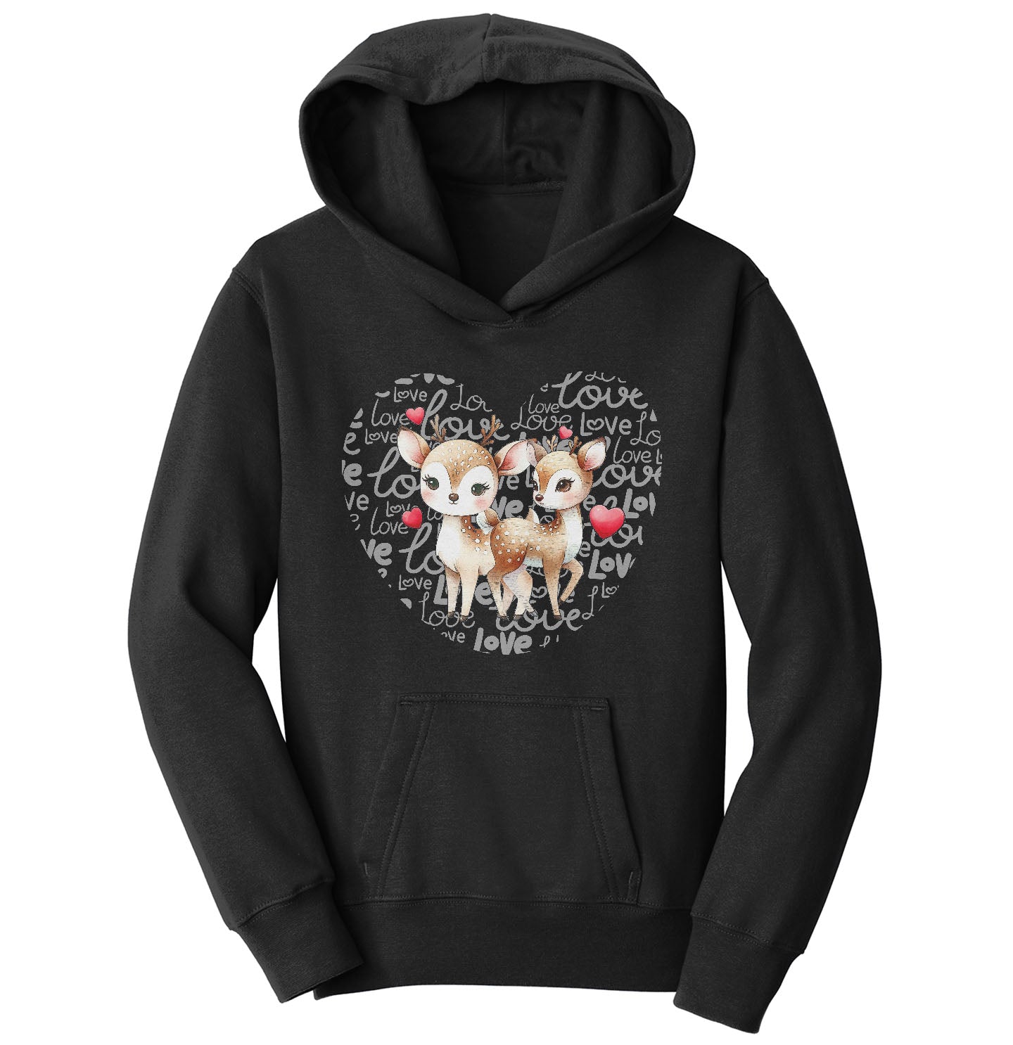 Deer Love Heart - Kids' Unisex Hoodie Sweatshirt