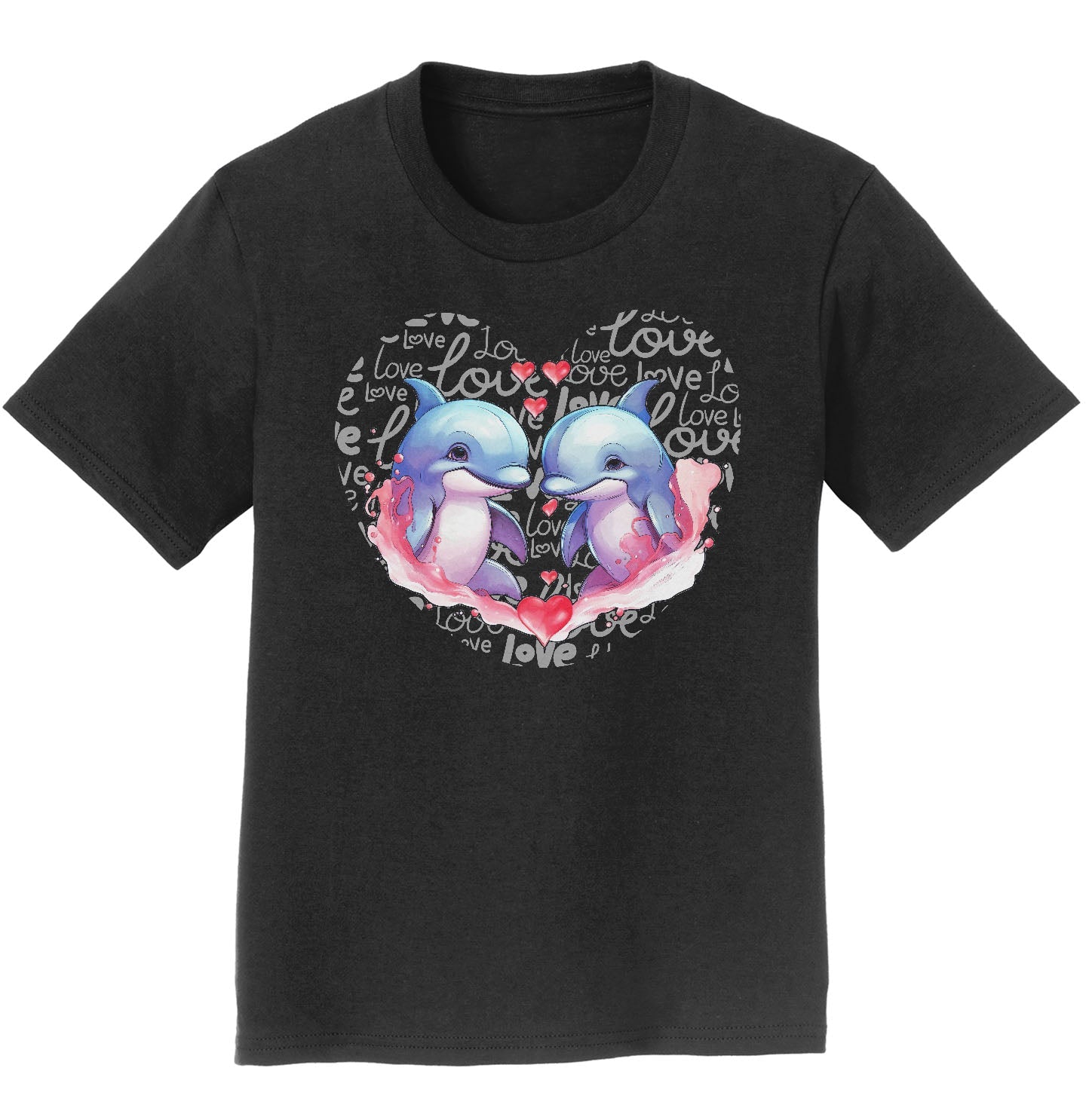Dolphin Love Heart - Kids' Unisex T-Shirt