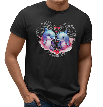 Dolphin Love Heart - Adult Unisex T-Shirt