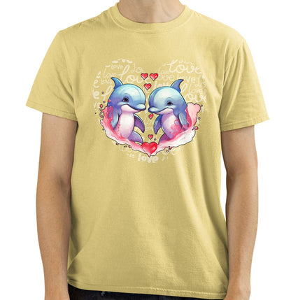 Dolphin Love Heart - Adult Unisex T-Shirt