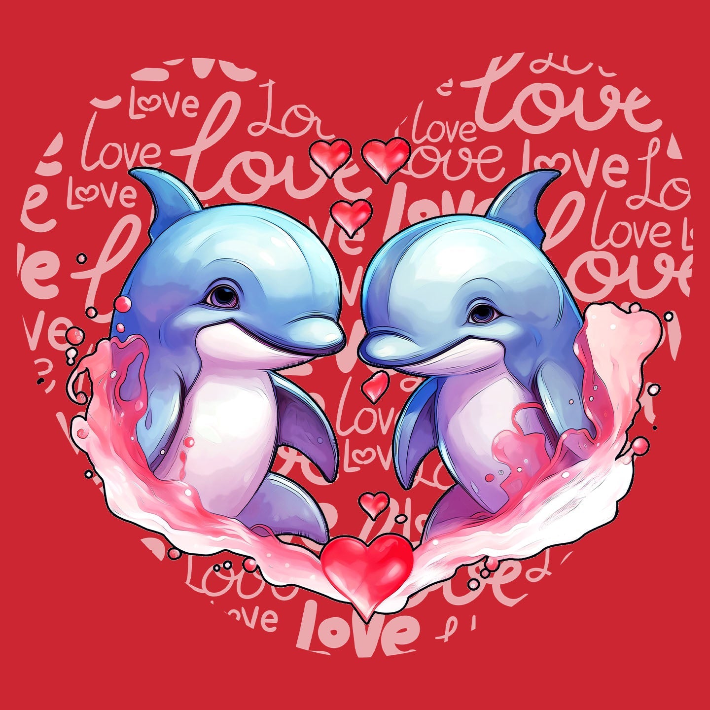 Dolphin Love Heart - Kids' Unisex T-Shirt