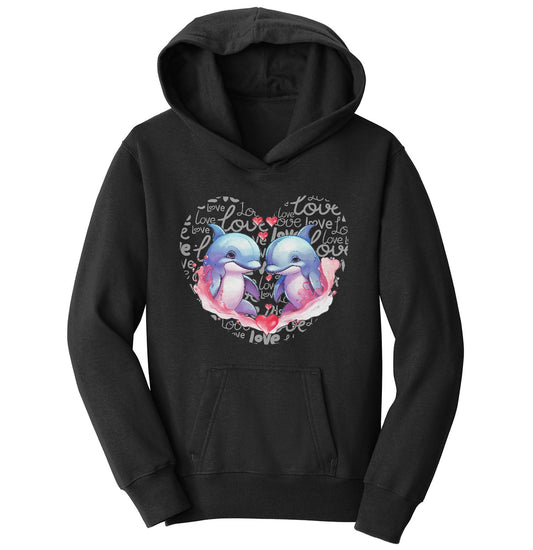 Dolphin Love Heart - Kids' Unisex Hoodie Sweatshirt