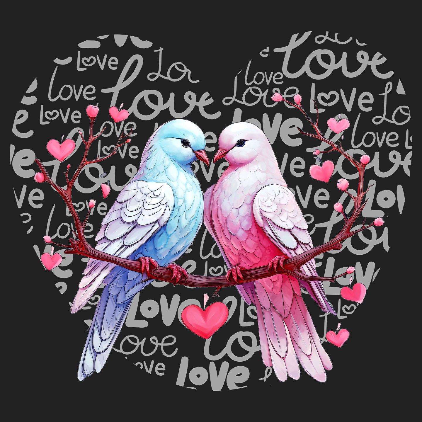 Dove Love Heart - Women's V-Neck T-Shirt