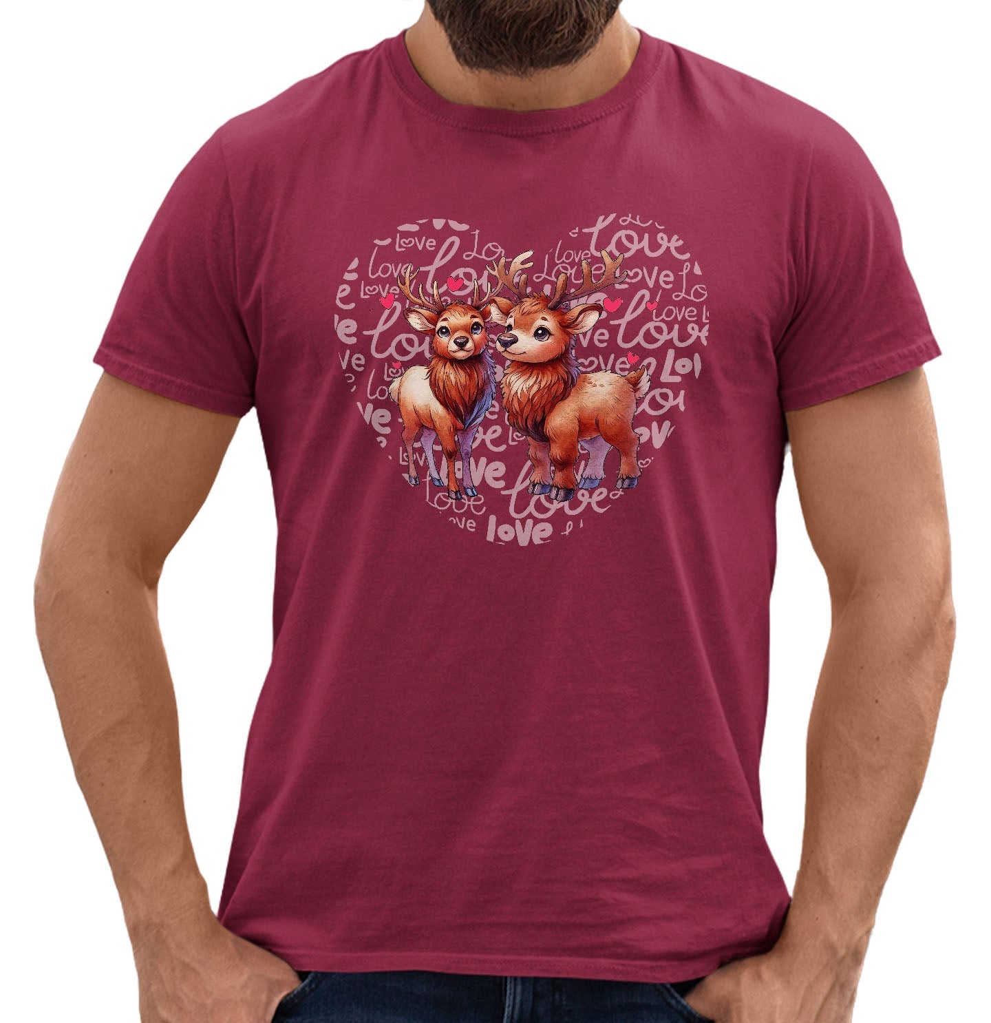 Elk Love Heart - Adult Unisex T-Shirt