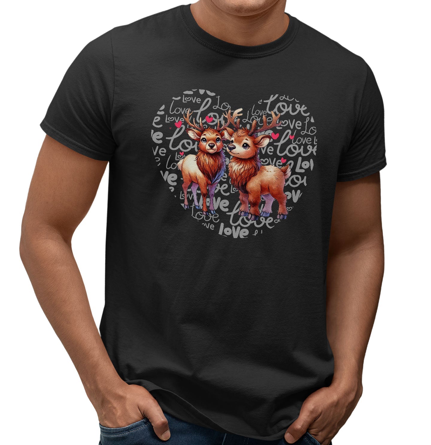 Elk Love Heart - Adult Unisex T-Shirt