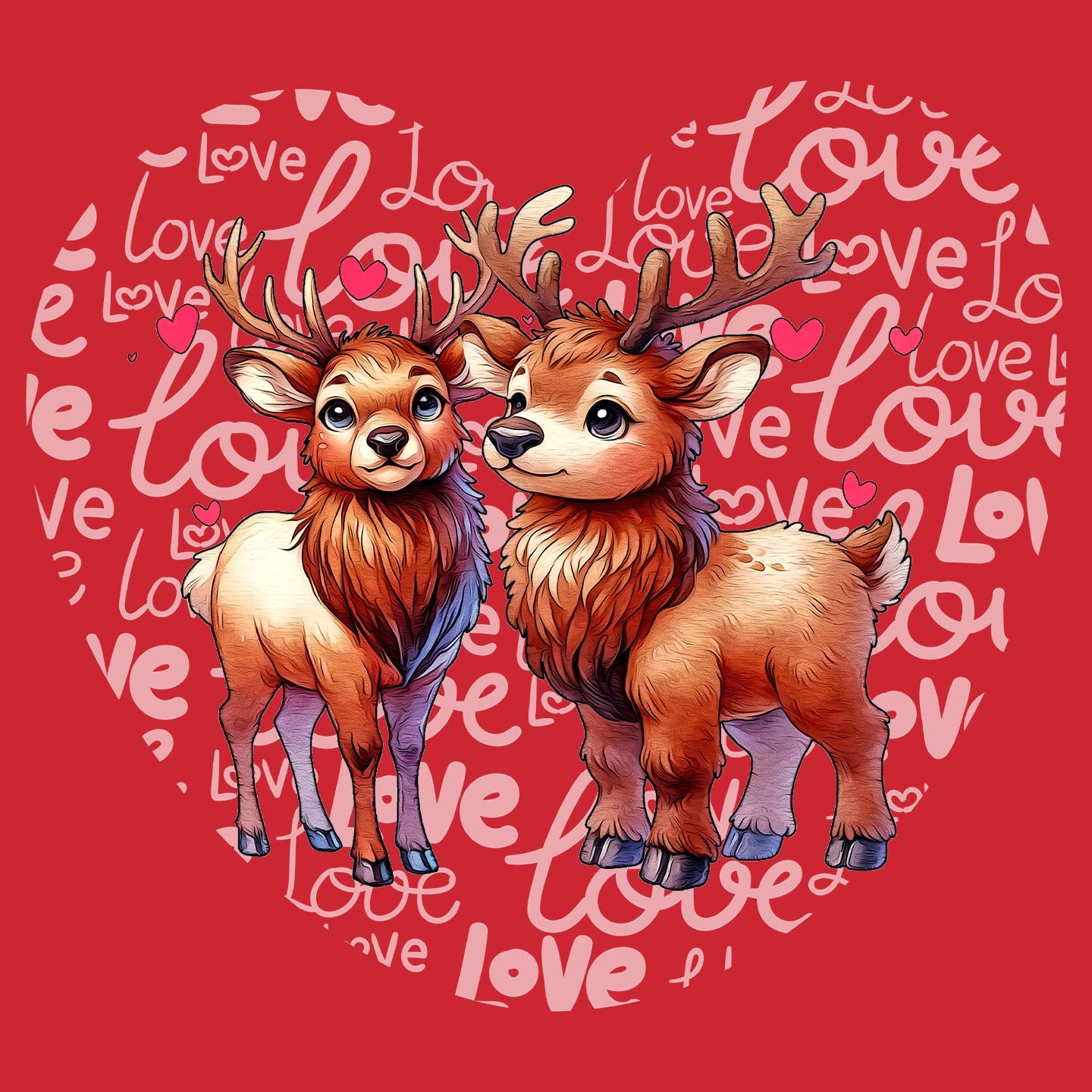 Elk Love Heart - Kids' Unisex T-Shirt