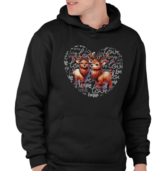 Elk Love Heart - Adult Unisex Hoodie Sweatshirt