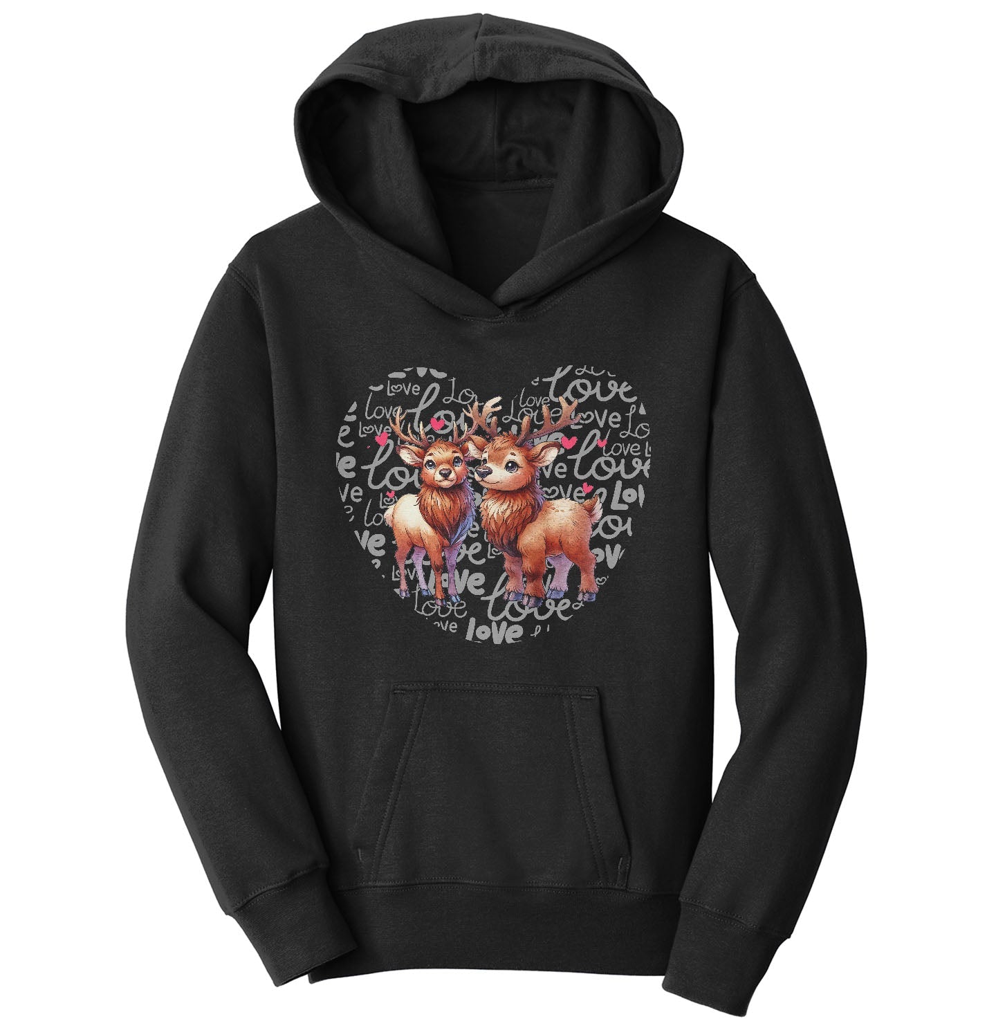 Elk Love Heart - Kids' Unisex Hoodie Sweatshirt