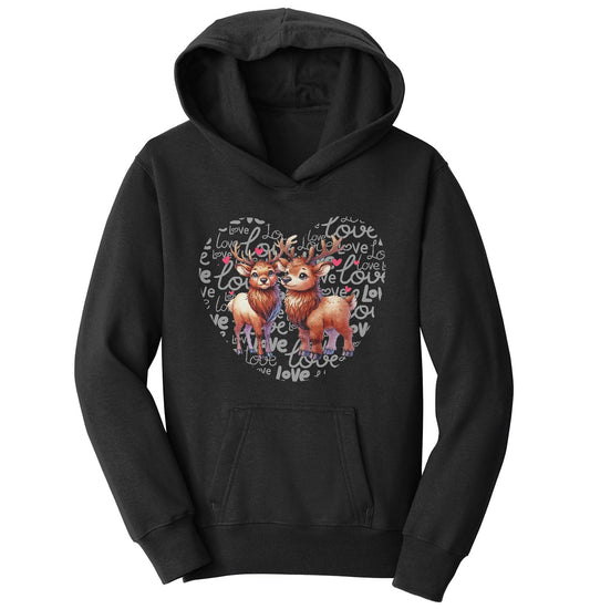 Elk Love Heart - Kids' Unisex Hoodie Sweatshirt