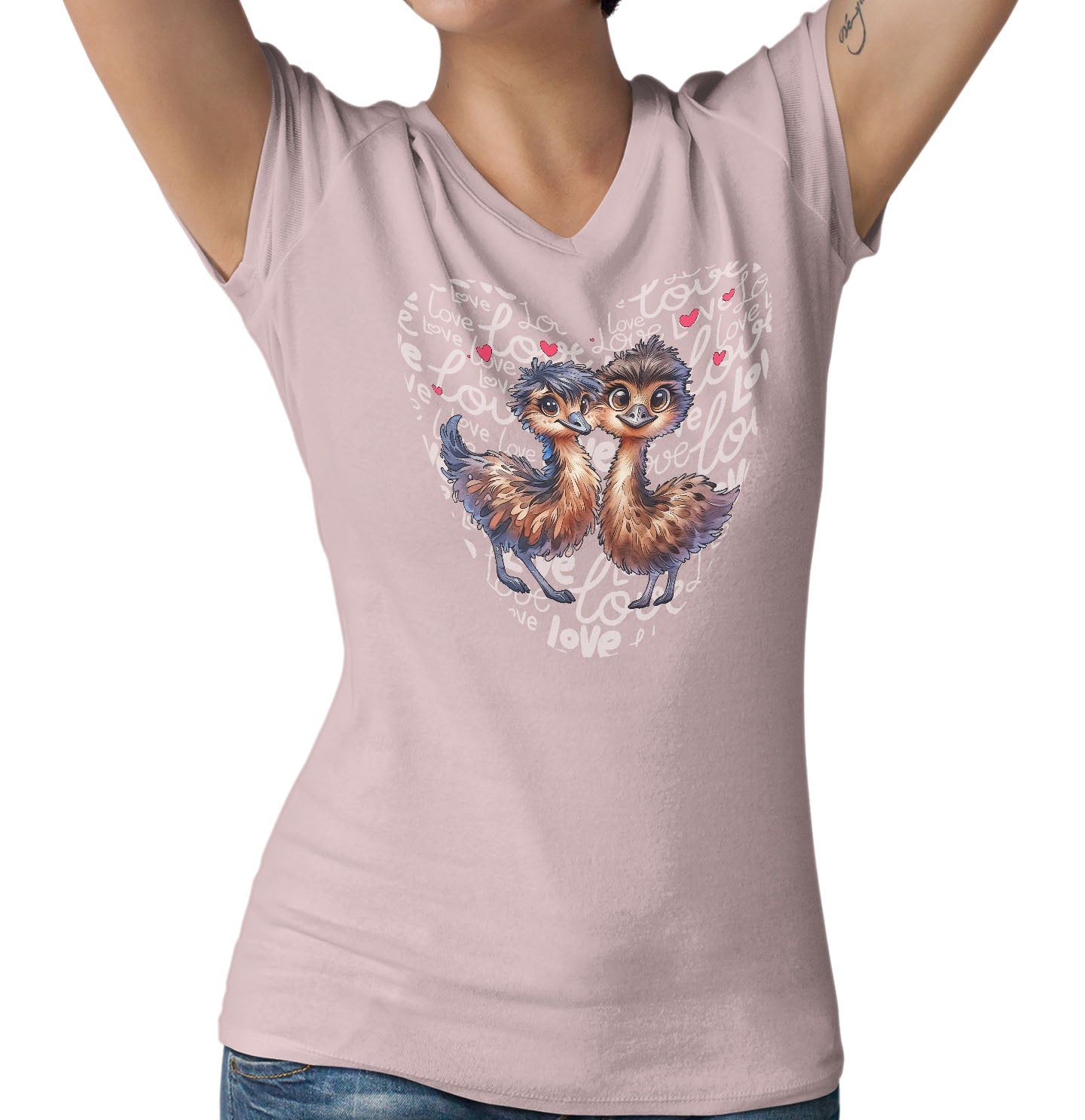 Emu Love Heart - Women's V-Neck T-Shirt