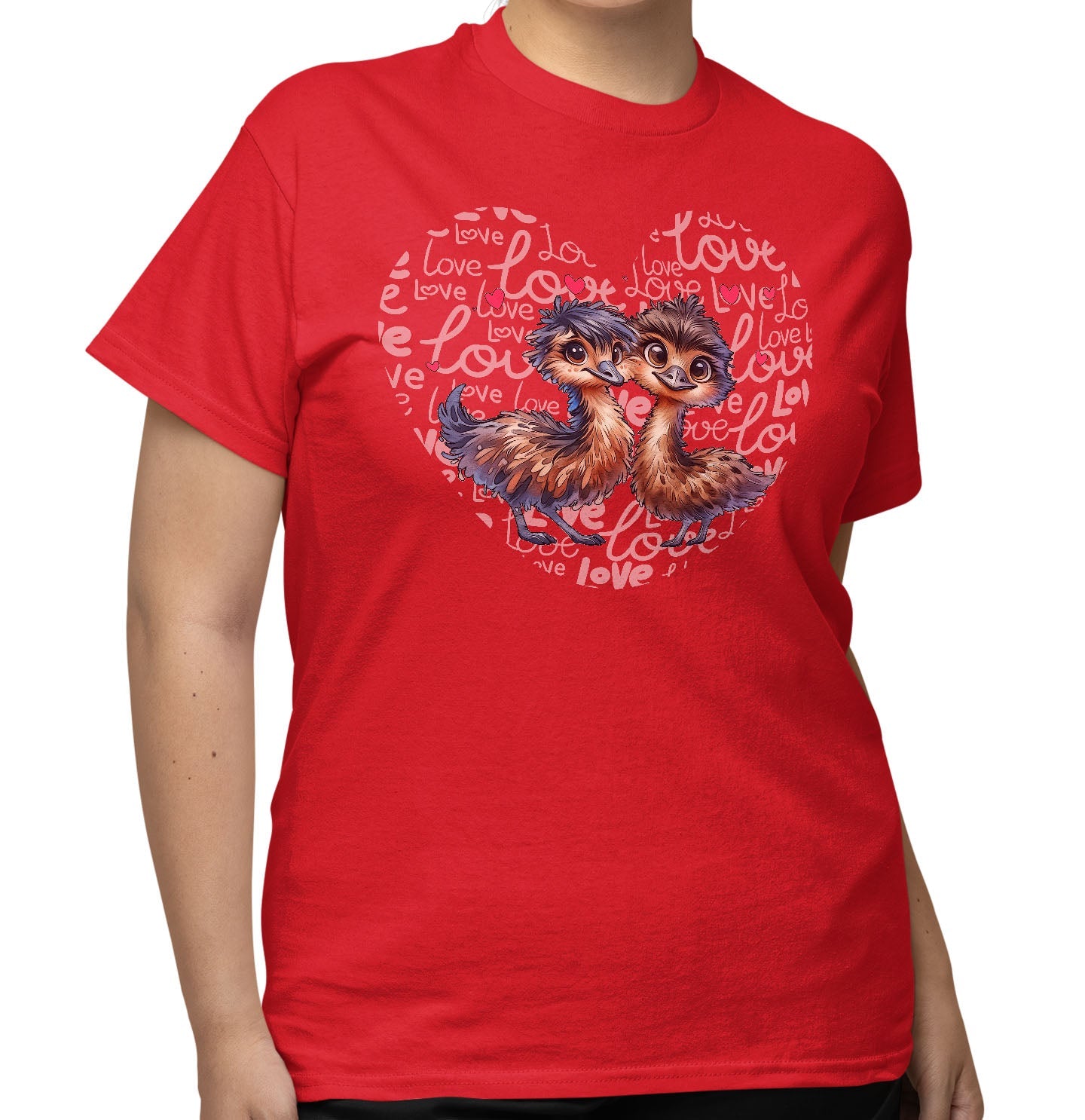 Emu Love Heart - Adult Unisex T-Shirt