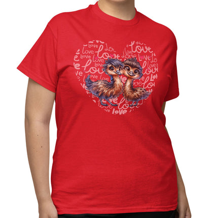 Emu Love Heart - Adult Unisex T-Shirt