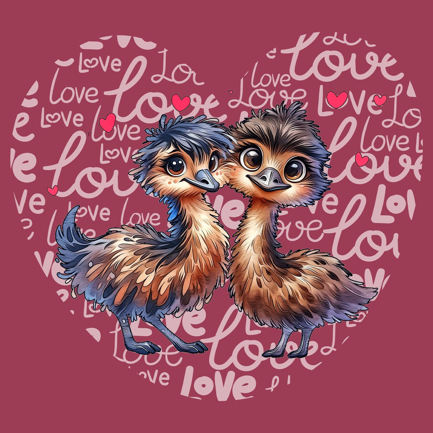Emu Love Heart - Adult Unisex T-Shirt