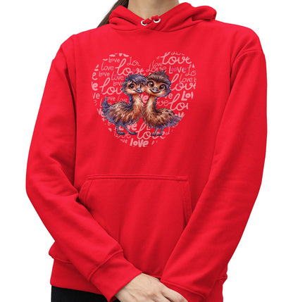 Emu Love Heart - Adult Unisex Hoodie Sweatshirt