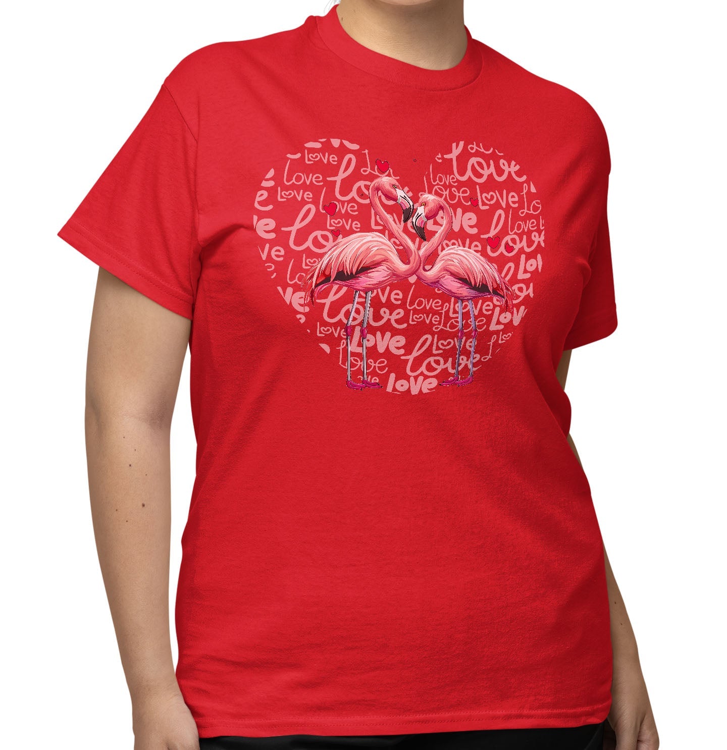 Flamingo Love Heart - Adult Unisex T-Shirt