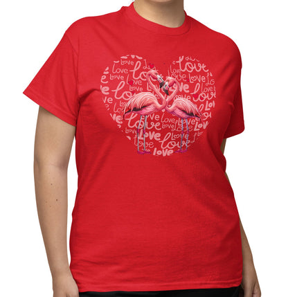 Flamingo Love Heart - Adult Unisex T-Shirt