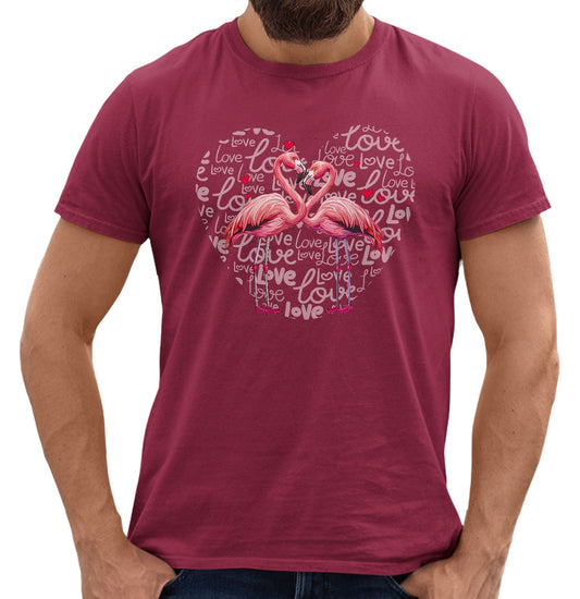 Flamingo Love Heart - Adult Unisex T-Shirt
