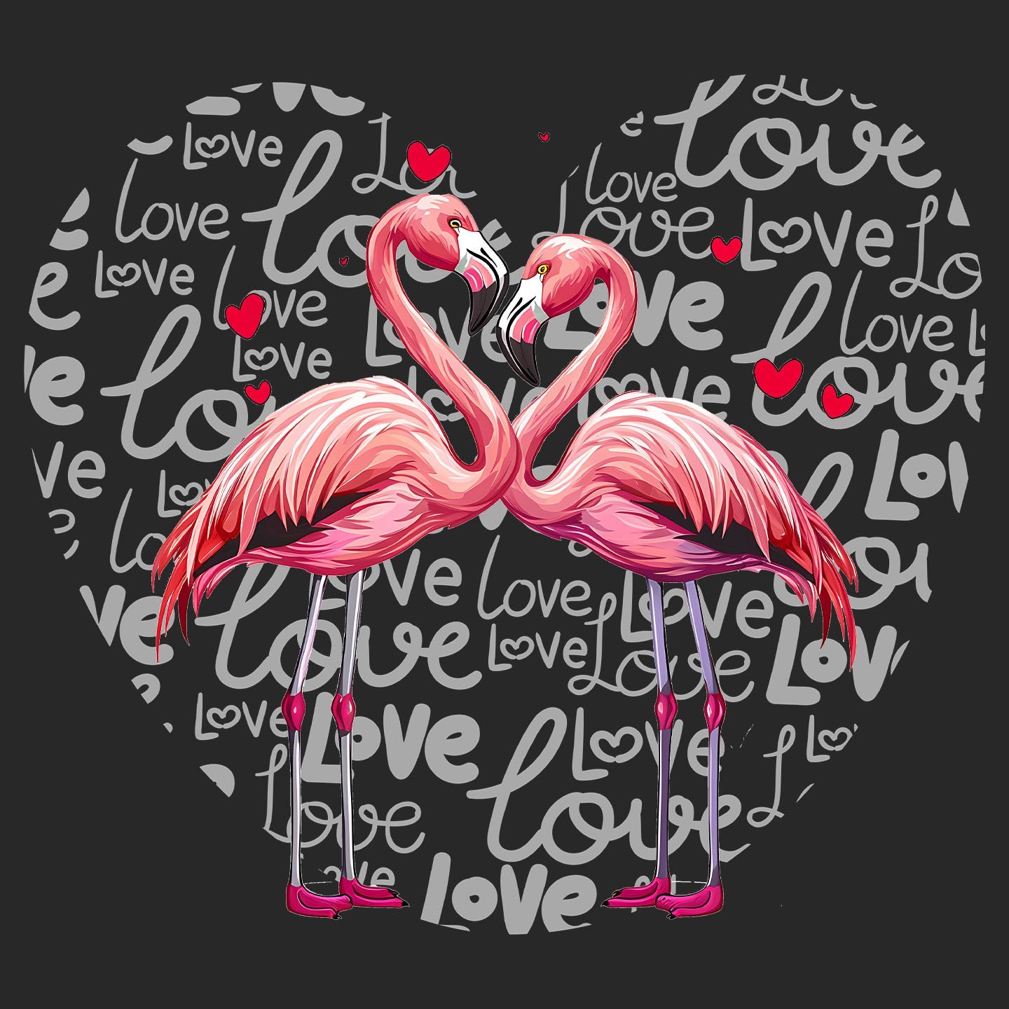 1Tee Women's Flamingos In Love T-Shirt – 100% Cotton, Short Sleeve, Crew Neck, Petite Fit, UK Made